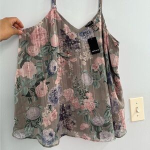NWT Torrid Gray & Pink Floral Camisole Top